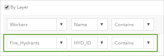 Worker map layer search settings